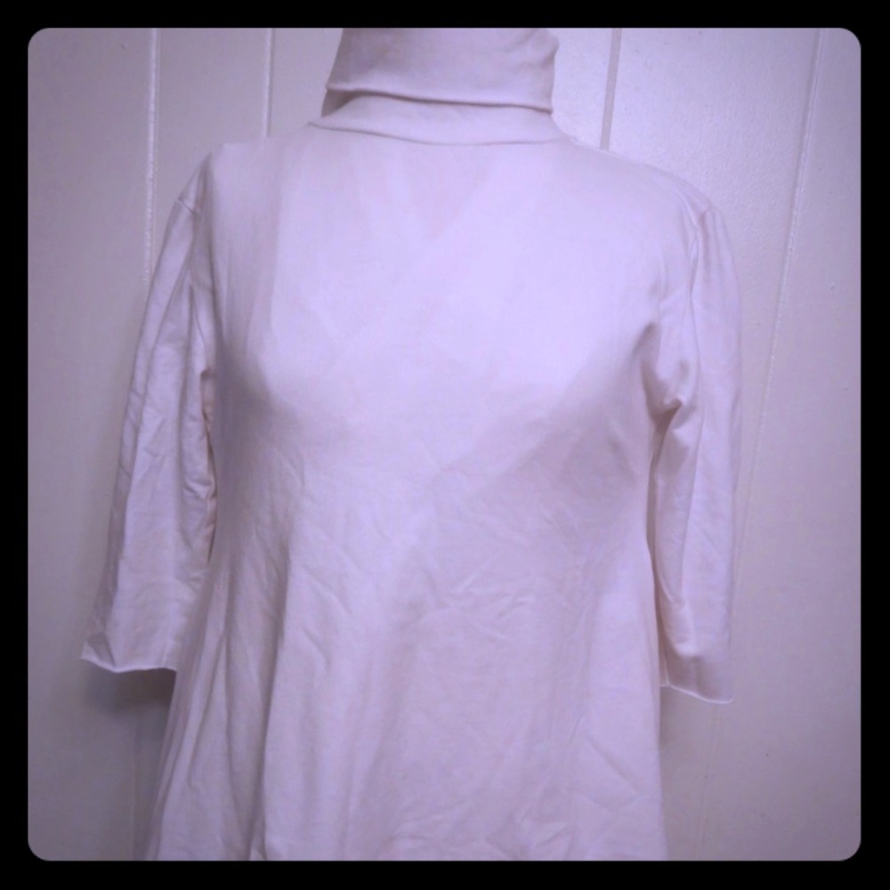 White turtle neck jersey mini dress/blouse